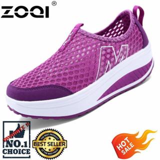 ZOQI Wanita Fashion Sepatu Sepatu Olahraga Kasual Bernapas Nyaman Sepatu (Ungu)-Intl