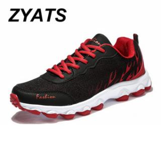 ZYATS Men's Outdoor Breathable Olahraga Menjalankan Sepatu Hitam