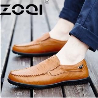 ZOQI Pria Kasual Sepatu Fashion Sepatu Kulit Pria Loafer Moccasins SLIP ON Men's Flats Pantofel Sepatu
