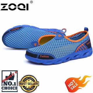 ZOQI Pria dan Wanita Fashion Mesh Light Bernapas Olahraga Sepatu Air Sepatu (Biru)-Intl