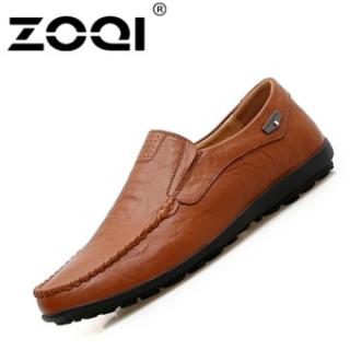 ZOQI Ukuran Besar Sepatu Mengemudi Slip-ons & Loafer Rekreasi Kasual Flat Shoes (Coklat)