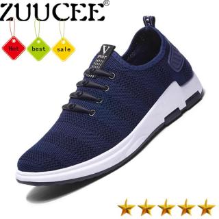 ZUUCEE Kasual Pria Olahraga Sepatu Slip-Ons  Modis Mesh Sepatu (Biru)