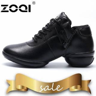 ZOQI Lembut Outsole Napas Sepatu Tari Wanita Sports Fitur Dance Sneakers Sepatu Wanita Sepatu Dansa Bergerak Kesenangan (Hitam) -Intl