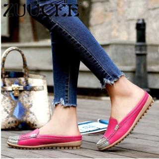 ZUUCEE Fashion Wanita Slide Sepatu Setengah Sandal Loafers Sepatu (merah Mawar)-Intl