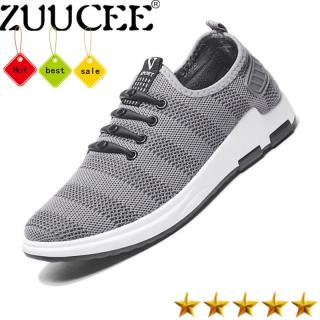 Zuucee Kasual Pria Olahraga Sepatu Slip-Ons Modis Mesh Sepatu (Abu-abu)