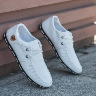 ZOQI Pria Kasual Rekreasi Sepatu Fashion Kulit Sepatu Slip Ons (Putih)-Intl