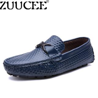 ZUUCEE Pria Kasual Flats Pantofel Sepatu Slip-ons Sepatu Mengemudi Ringan Sepatu (biru)-Intl