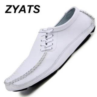 "ZYATS 2017 Baru Pria Kulit Sapi Baru Loafers, Sepatu Casual Pria Ukuran Besar 38-47 Putih"