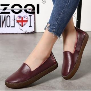 ZOQI Musim Panas Wanita Oxford Shoes Ballerina Flats Sepatu Wanita Kulit Sepatu Moccasins Lady Balet Loafers Dangkal Sepatu (Merah Keunguan) -Intl