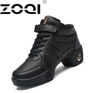 ZOQI Lembut Outsole Napas Sepatu Tari Wanita Sports Fitur Dance Sneakers Wanita Menari Sepatu Bergerak Kesenangan (Hitam) -Intl