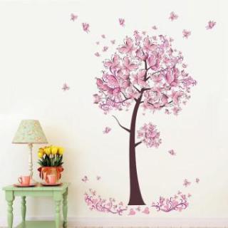 Crystal Butterfly Tree Home Decor Kamar Tidur Stiker Dinding Ruang Tamu Mural Poster Seni DIY Stiker-Internasional