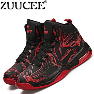 ZUUCEE Pria Fashion Olahraga Luar Ruangan Sepatu Basket Pecinta Running High-top (Merah Hitam)-Intl