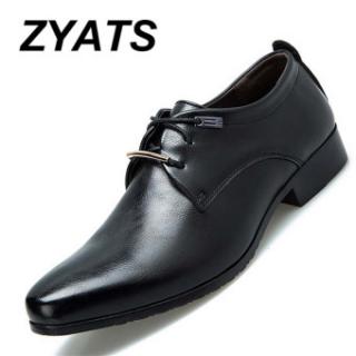 ZYATS Spring Sepatu Single Baru Bisnis Suits Pria England Leather Sepatu dengan Sepatu Kasual Hitam