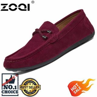 ZOQI Man Slip-Ons & Pantofel Fashion Sapi Suede Kulit Sepatu (Merah).