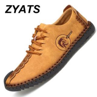 ZYATS Kulit Men's Flats Sepatu Moccasin Casual Loafers Besar Ukuran 38-46 Kuning