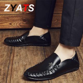 ZYATS 2017 Baru Pria Kasual Sepatu Fashion Solid Bernapas Loafers Hitam