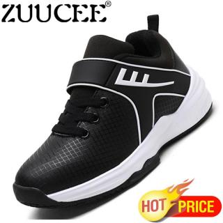 ZUUCEE Pria Fashion Sepatu Basket Tren Anak Laki-laki Kasual Olahraga Sneakers (Putih Hitam)-Intl