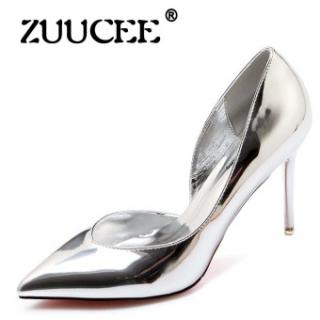 ZUUCEE Wanita Sepatu High Heels Gaun Sepatu Pesta Wanita Lace-up Pompa Wanita Mary Janes Sepatu (Silver)