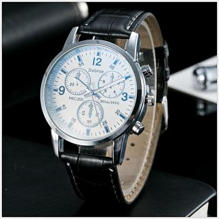 Generic Quartz Men's Fashion Leather Watches - Black Leather White Surface