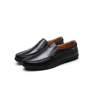 Mens Leather Shoes Handmade Summer Casual ShoeBreathable Man Loafer Plus Size 37-46-Black