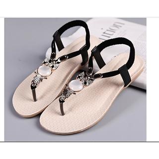 Lovely Women Sandals Flat Female Ladies Casual Shoes -black