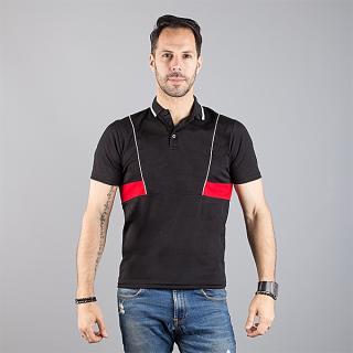 Polo piqué MB - Noir et Rouge