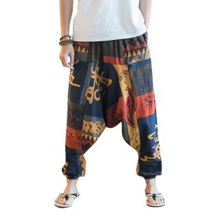 Men's Casual Ethnic Style Printed Cotton Haren Pants