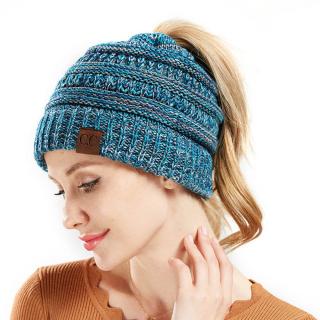 Womens Winter Tail Ponytail Beanie Caps Knit Messy Hat