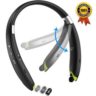 [Newest Design] Foldable Bluetooth Headset, Senbowe™ Upgrade Wireless Neckband Bluetooth Headset with Retractable Earbud and Foldable Design for iPhone, Android, Other Bluetooth Enabled Devices