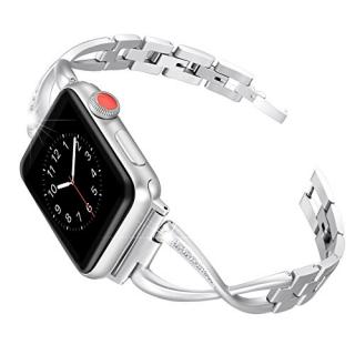 Secbolt Stainless Steel Band Compatible Apple Watch Band 42mm 44mm Women Iwatch Series 4, Series 3, Series 2 1 Accessories Metal Wristband X-Link Sport Strap, Silver