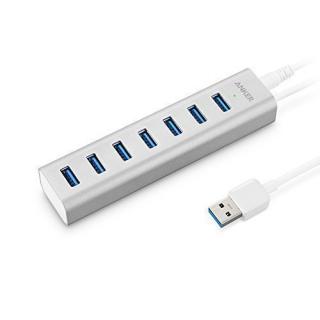 Anker 7-Port USB 3.0 Aluminum Portable Data Hub with 15W Power Adapter for Mac, PC, USB Flash Drives and Other Devices