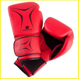 gants de boxe fkt 180 rouge initiation rouge domyos