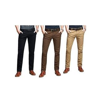 Three In One Smart Chinos  Black + Chocolate Brown + Brown