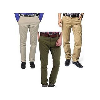 Three In One Smart Chinos  Off White + Green + Brown