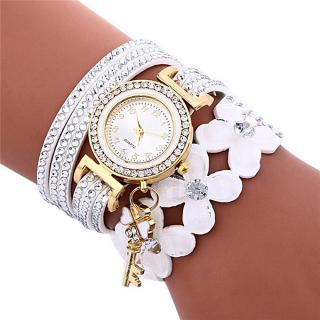 Byfun Chimes Diamond Leather Bracelet Lady Womans Wrist Watch