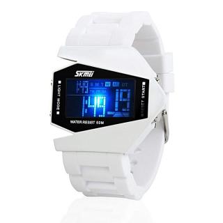 Digital Multi Color LED Light Sport Wrist Watch With Silicone Strap - White