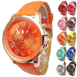 Byfun Women Stylish Numerals Faux Leather Analog Quartz Wrist Watch