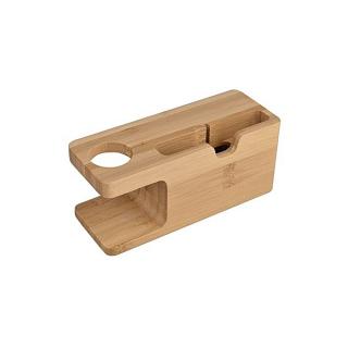 OR 2 In 1 Bamboo Wood Stand Charging Station Holder For IPhone Apple Watch-random