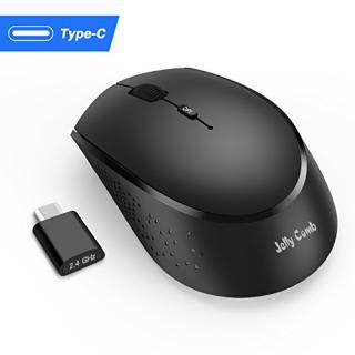 Type C Wireless Mouse, Jelly Comb 2.4GHz Rechargeable USB C Wireless Mouse for MacBook 12", MacBook Pro 2016/2017, Chromebook and More USB C Devices (Black)