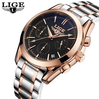 LIGE Mens Watches Top Brand Luxury Full Steel Clock Sport Quartz Watch Men Casual Business Waterproof Watch Relogio Masculino 9808