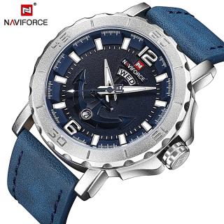 New Top Luxury Brand Naviforce Leather Strap Sports Watches Men Quartz Clock Sports Military Wrist Watch