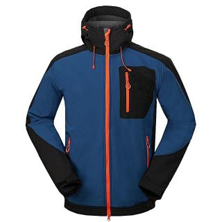 Mens Outdoor Soft Shell Jacket Coat Waterproof Windproof Hooded Detachable Camping Hiking Leisure Blue/XL