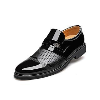 Large Size Leather Shoes Big Size Hollow Out Man Africa Gentle Wedding Leather Shoes Luxury Brand 39-48 -black