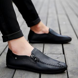 Men's Casual Shoes Tide Shoes Personality Korean Loafers Shoes-Black