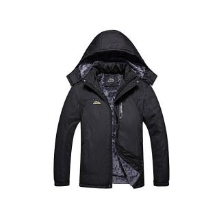 UJ Unisex Inner Fleece Waterproof Hooded Jacket Outdoor Hiking Skiing Jackets Black