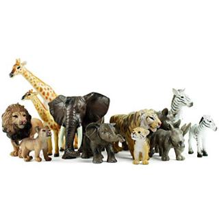 Boley 12 Piece Safari Animal Set - with Different Varieties of Zoo Animal Toys, Jungle Animal Toys, African Animal Toys and Baby Animals - Great Educational Toy and Child Development Toy