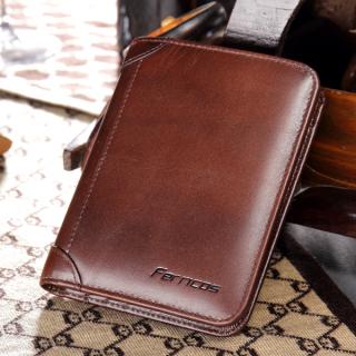 Men Genuine Leather RFID Blocking Secure Tri-fold Wallet