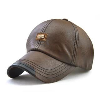 Men Vintage Man-made Leather Baseball Cap Outdoor Windproof Warm Hats Adjustable Sports Caps