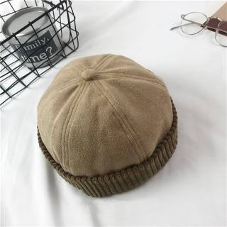 Men Women Winter Fleece Rolled Cuff Brimless Hat