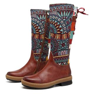 SOCOFY Zipper Genuine Leather Boots